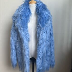 Current Mood Blue Teddy Jacket Plush Faux Fur